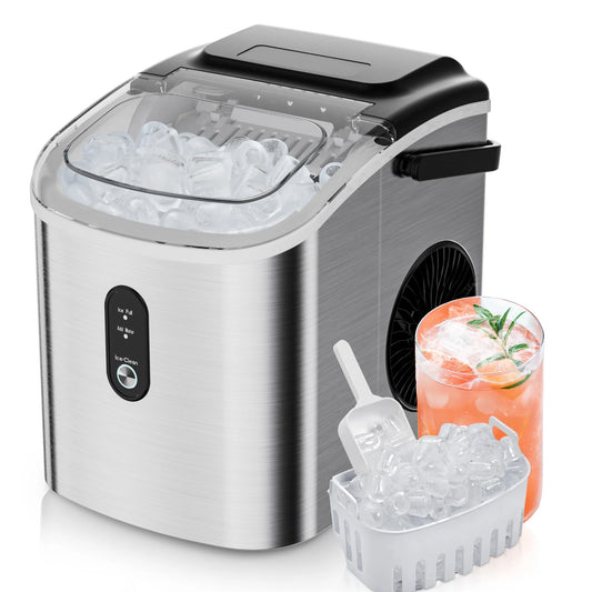 Countertop Ice Maker 26 Lbs/Day Portable Self-Cleaning, 9 Bullet Ice in 6 Min, Silver